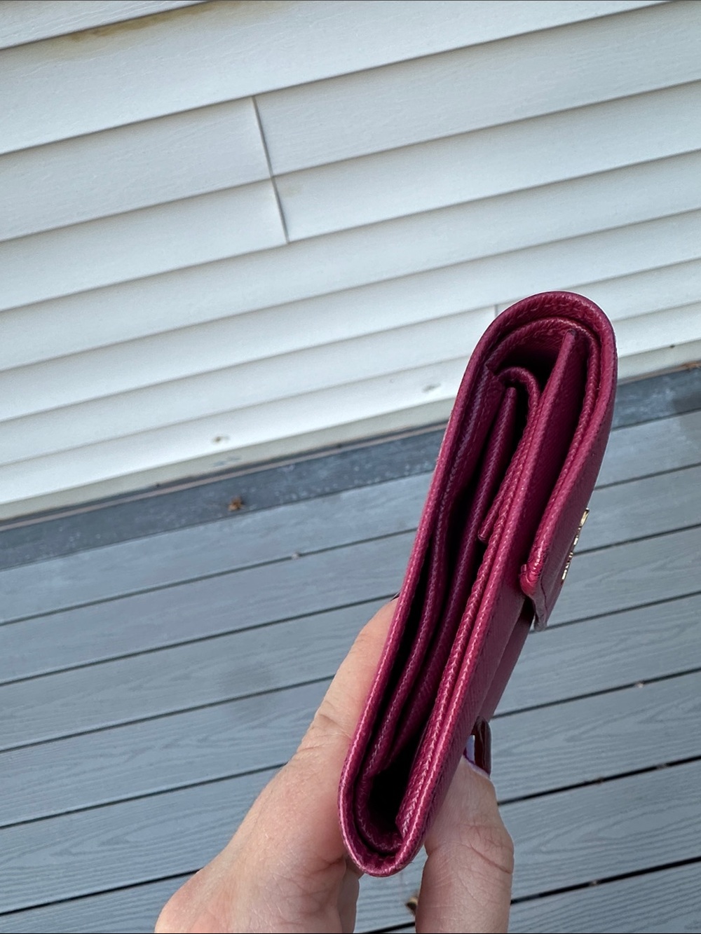 Prada Saffiano Leather Compact Wallet - Raspberry - Picture 3 of 16